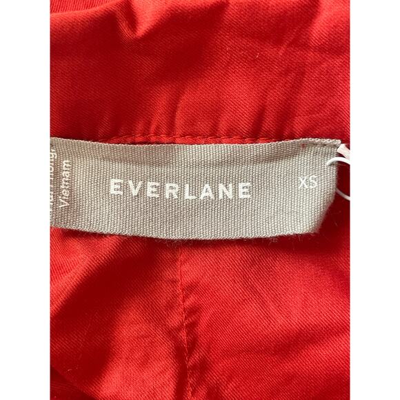 Everlane Boxy Long Sleeve Button Down Shirt Women XS Red The Woven PJ Pajama Top - Picture 8 of 8